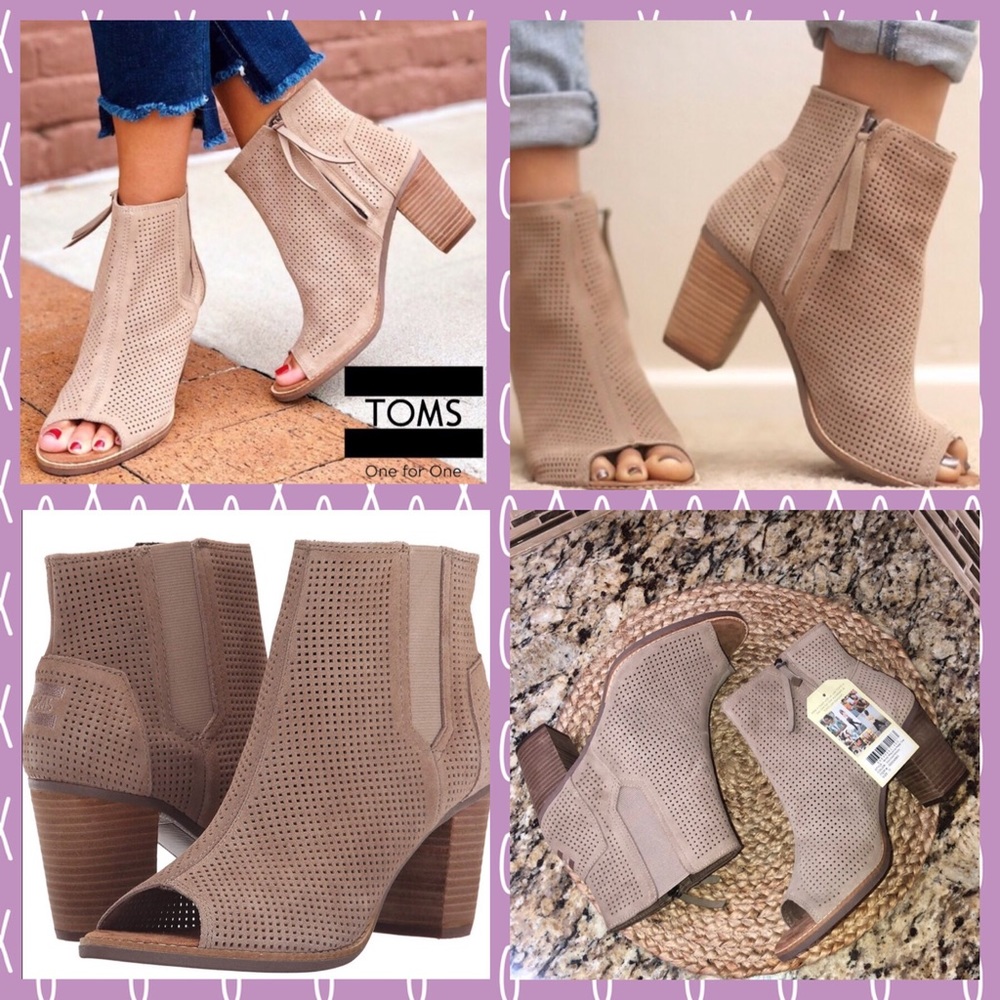 🧿NWT🧿TOMS Majorica Peep Toe stucco suede boots